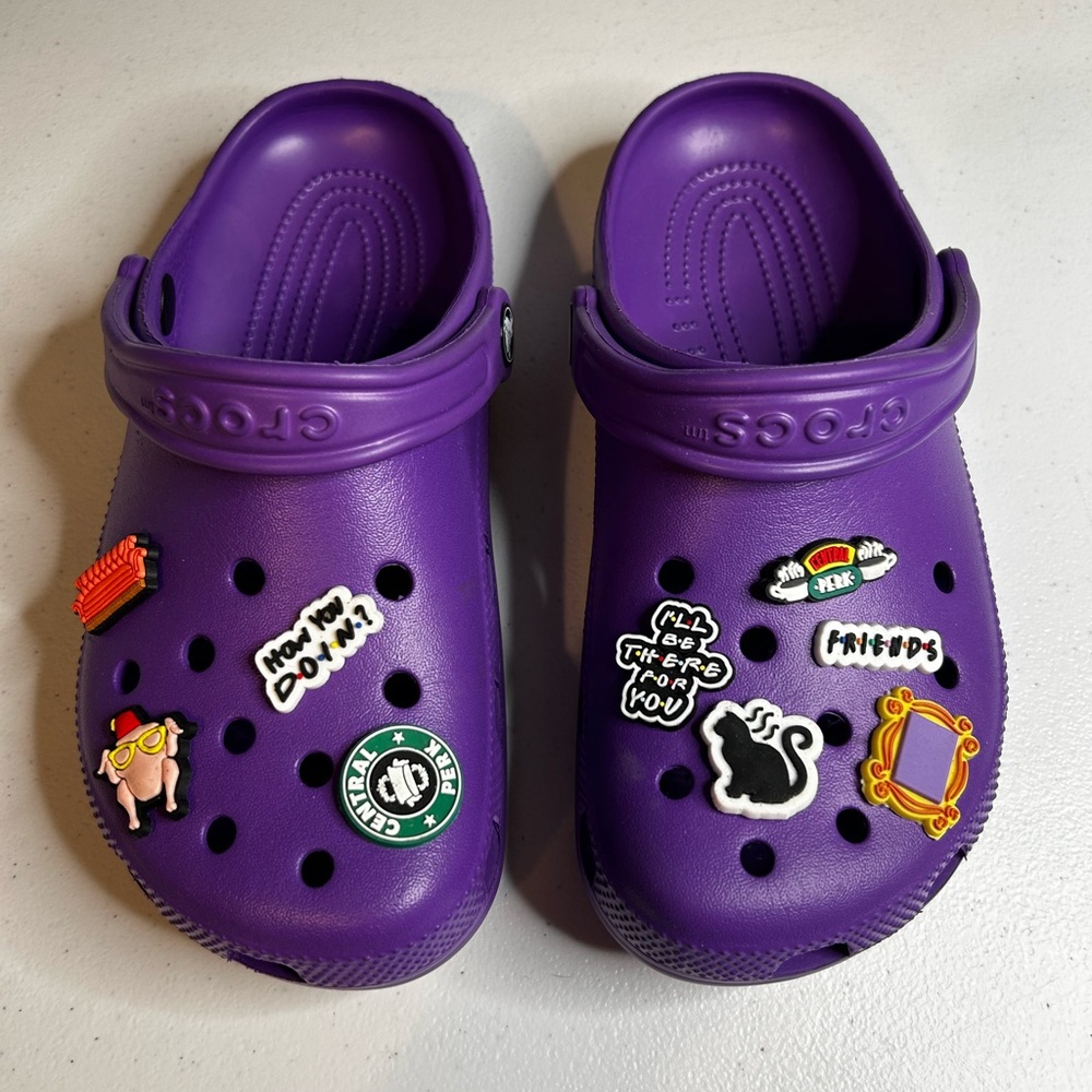 Crocs Purple Clogs with Friends Charms